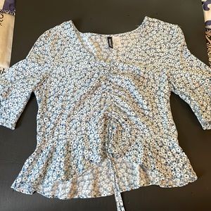 H&M Divided blue flower blouse